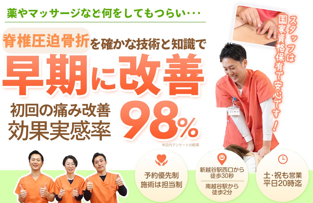 脊椎圧迫骨折を確かな技術と知識で根本から改善