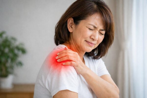 肩の痛い　中年女性